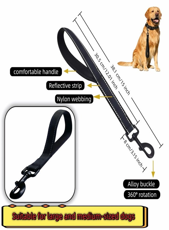 RyanDesign Heavy Duty Nylon Dog Leash with Padded Handle, Black Reflective Short Lead, 12 Inch for Medium Large Dogs, Double Layer Durable Walking Training - Image 5